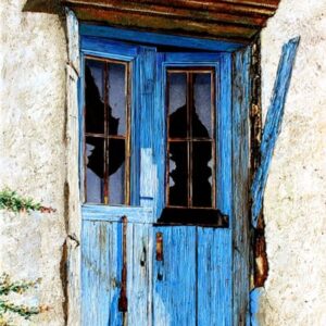 Old lebanese blue broken door